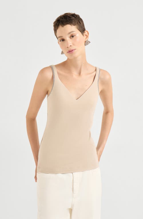 Brunello Cucinelli Jersey Top In Neutral