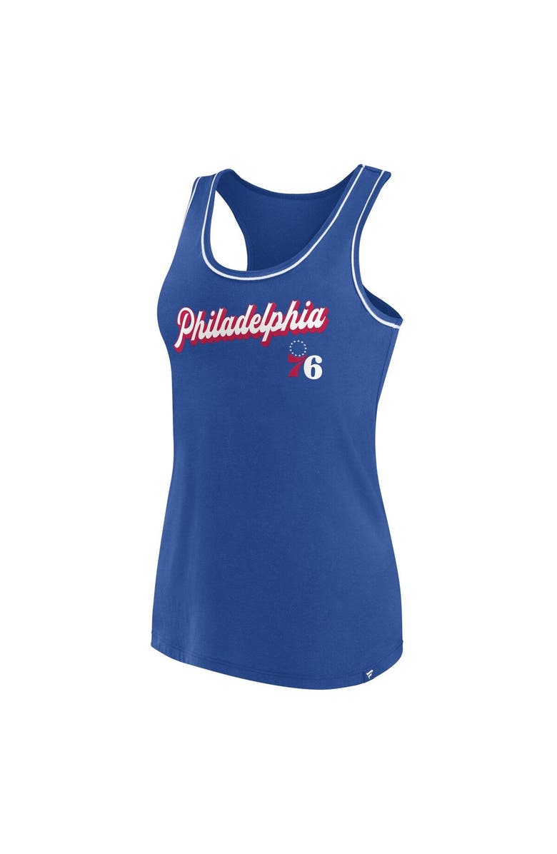FANATICS Women's Fanatics Branded Royal Philadelphia 76ers Wordmark Logo Racerback Tank Top, Alternate, color, Royal