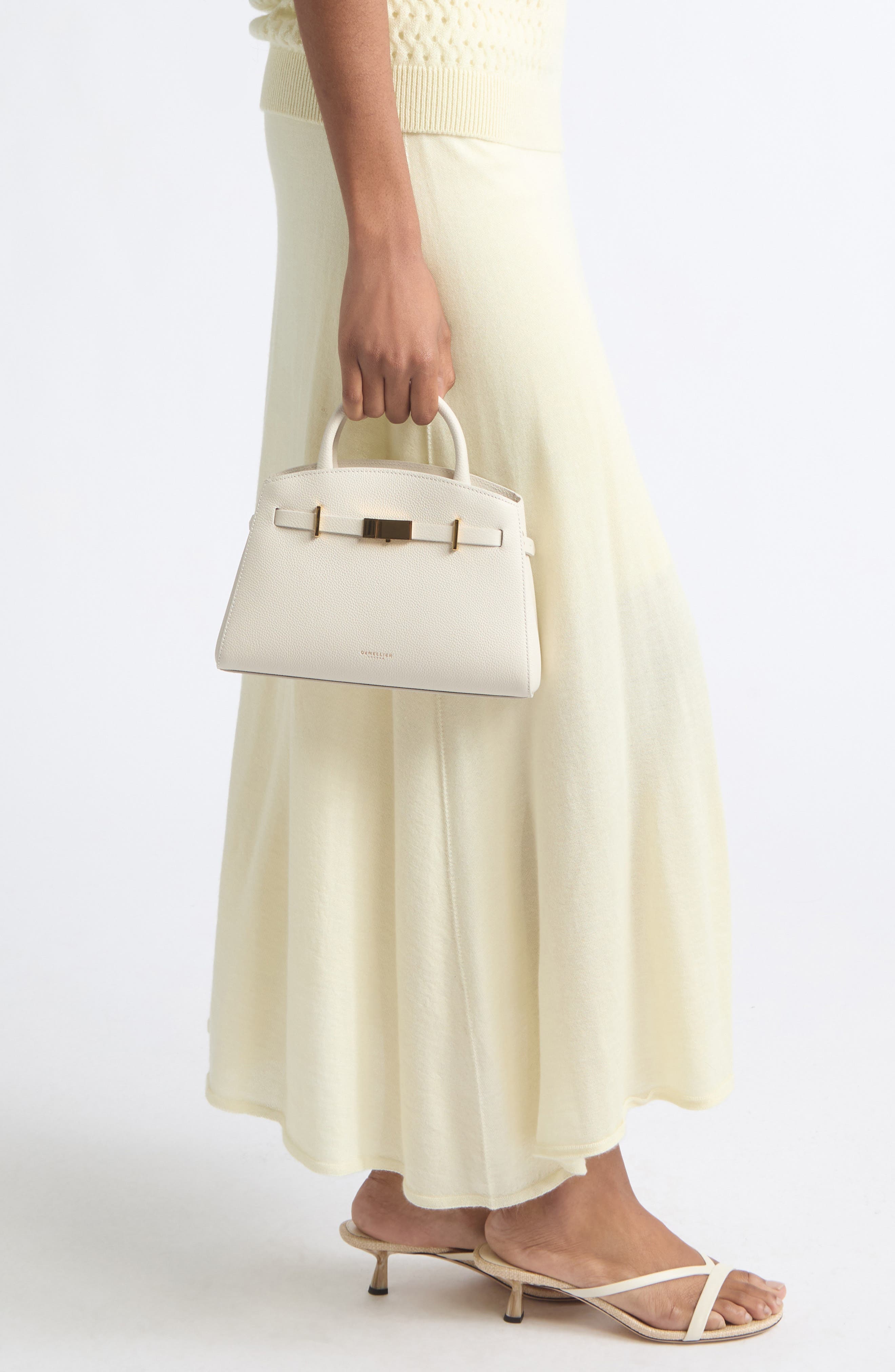 The Small Hudson Leather Tote, Alternate, color, CHALK