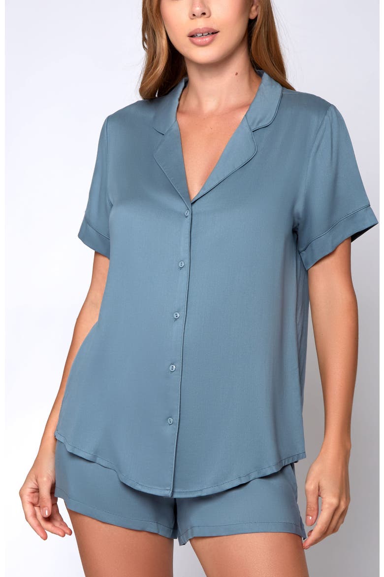 Organic Cotton and Tencel Notched Collar Pajama Set, Main, color, Blue