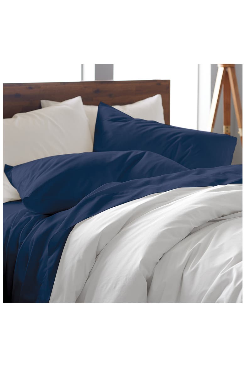 1200 Thread Count Cotton Sateen 4-Piece Sheet Set, Alternate, color, NAVY