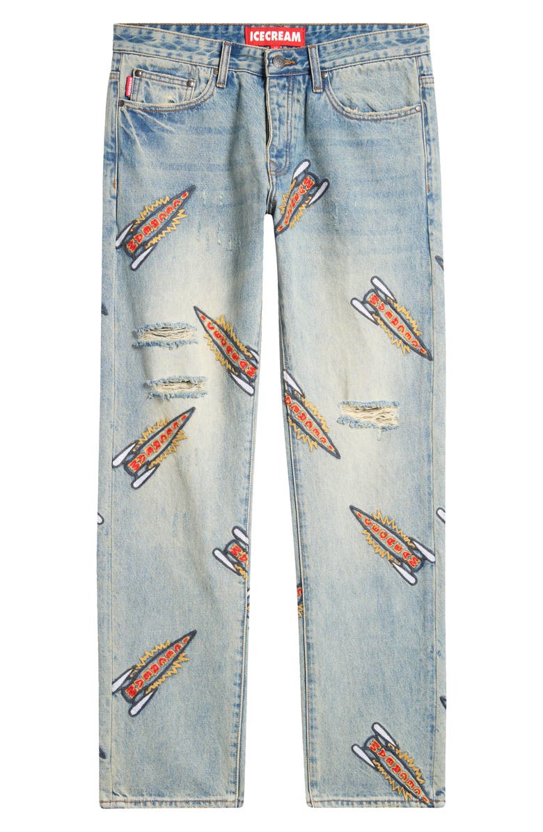 ICECREAM Blast Off Ripped Jeans, Alternate, color, Hot Fudge