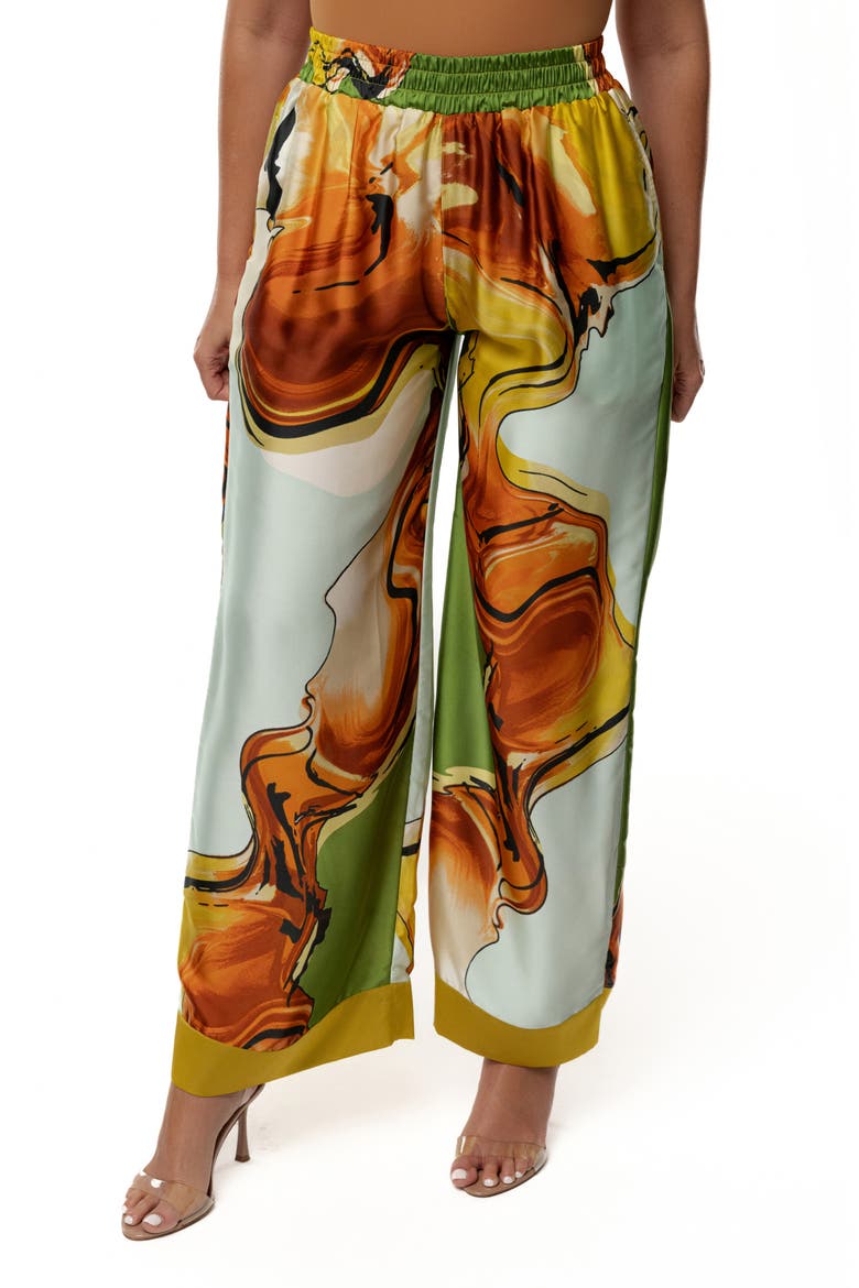 Jet Set Satin Wide Leg Pants, Main, color, GREEN