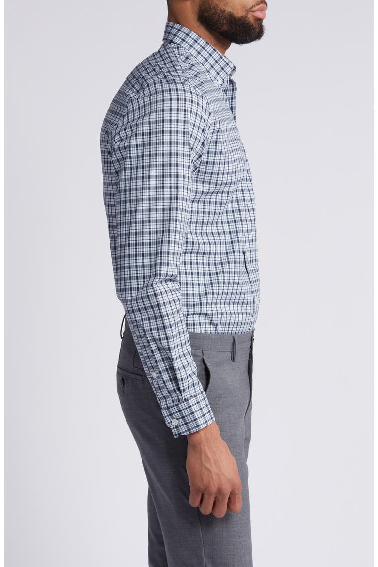 Trim Fit Tech-Smart Plaid Button-Down Shirt, Alternate, color, BLUE- NAVY TAVIRA PLAID
