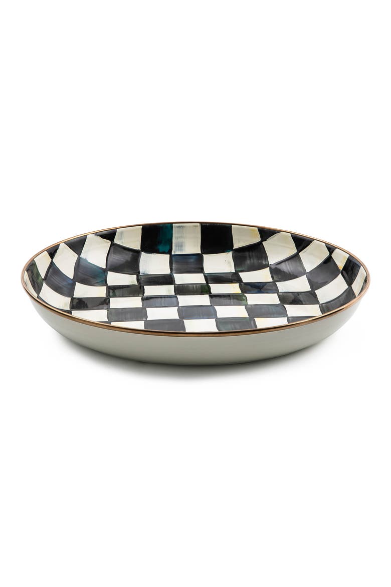 Courtly Check Enameled Steel Abundant Bowl, Main, color, BLACK/ WHITE