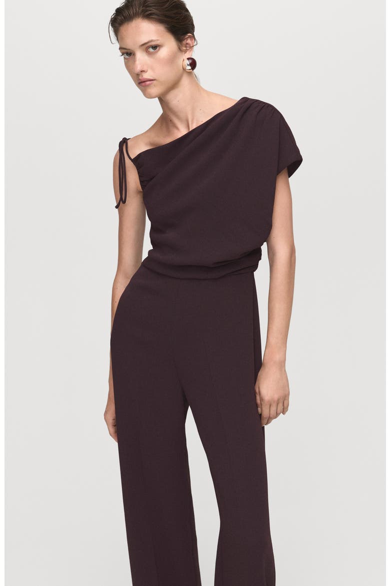 Asymmetric Wide Leg Jumpsuit, Alternate, color, BROWN