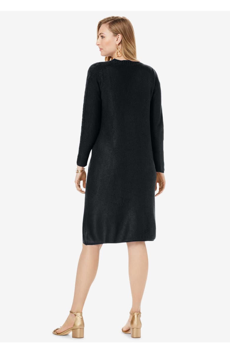 Jessica London Cable Sweater Dress, Alternate, color, Black