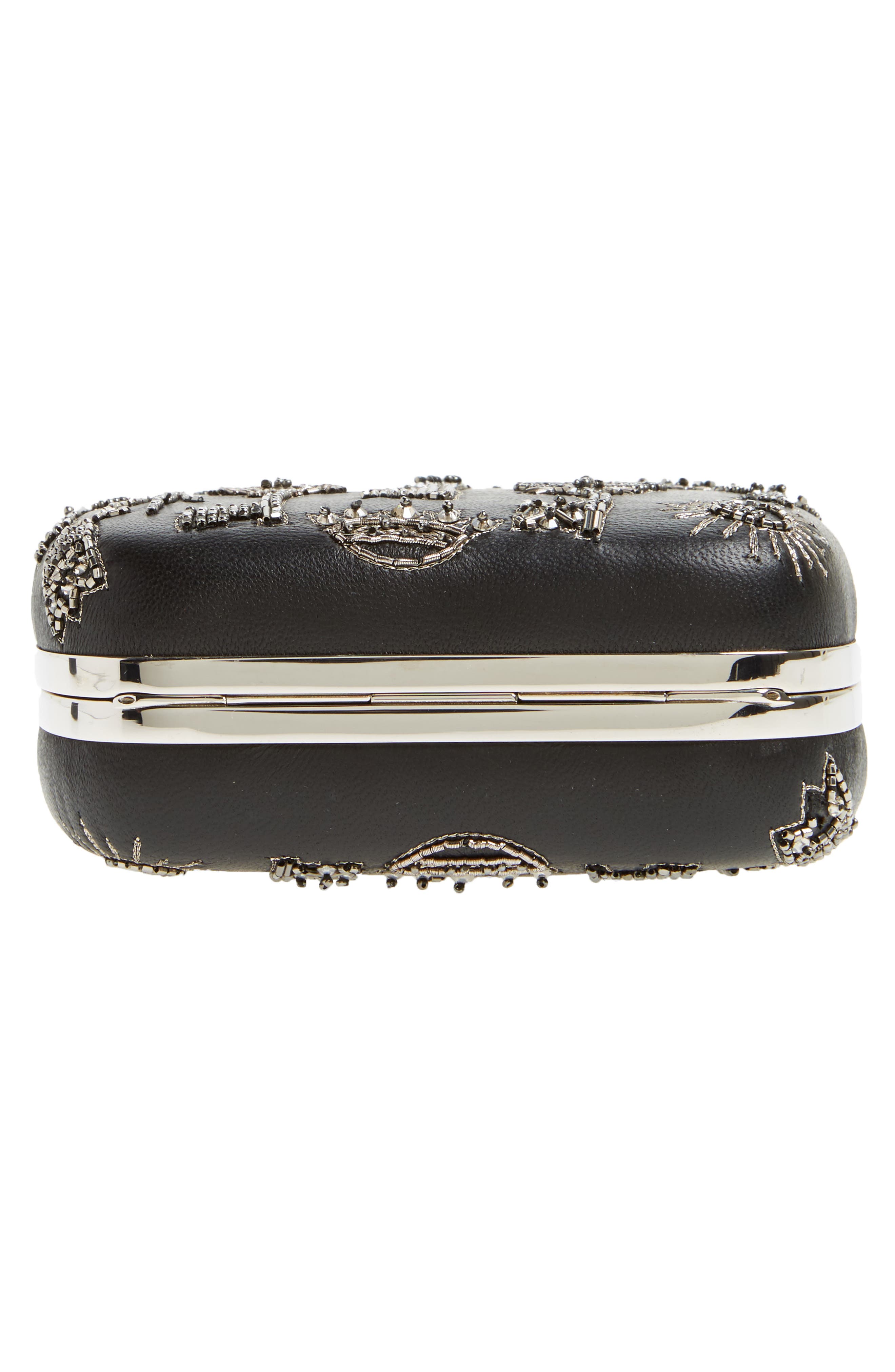 McQueen Alexander McQueen Embellished Kiss Lock Mini Clutch, Alternate, color, 