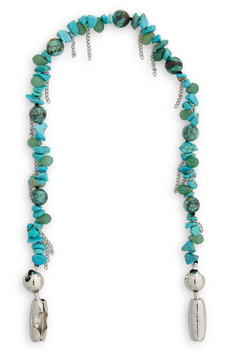 ossa Turquoise & Chain Fringe Wrist Strap For IPhone Case, Main, color,