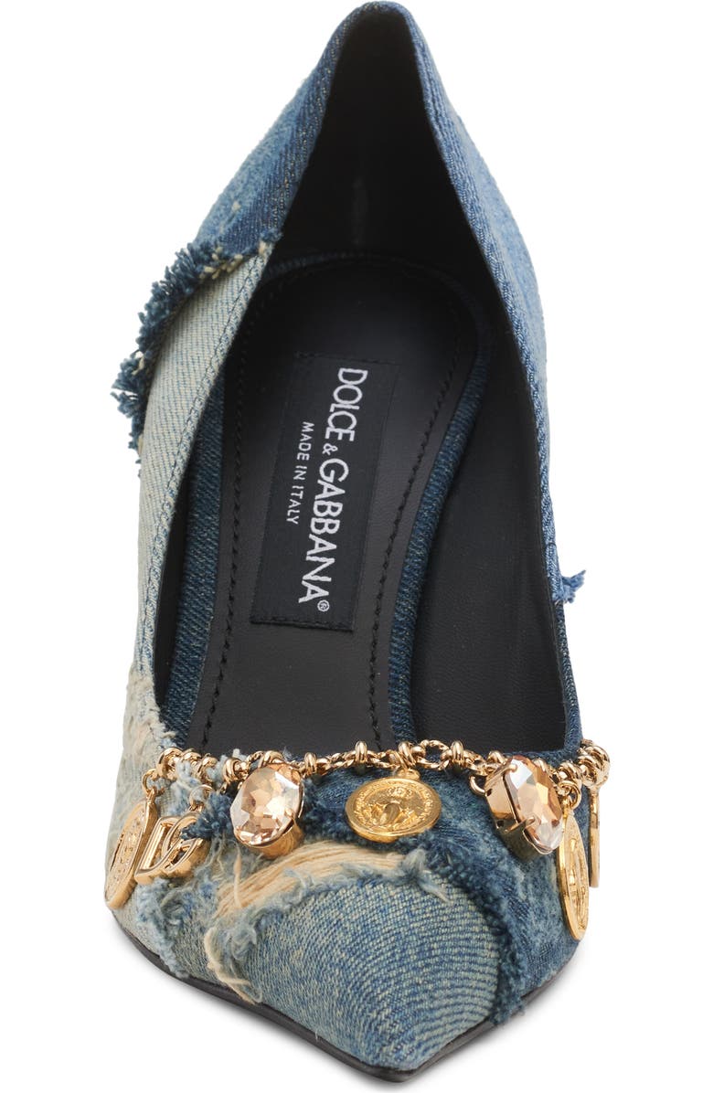 Dolce&Gabbana Charm Embellished Pointed Toe Pump, Alternate, color, Blue