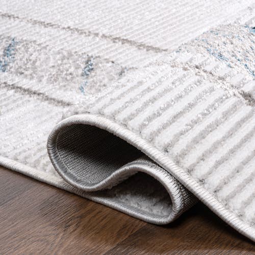 Jonathan Y Athens Classic Border Marble Pattern High-low Area Rug In Silver/blue