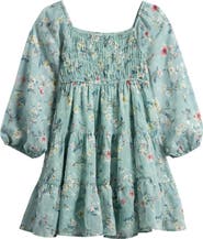 Ava & Yelly Kids' Swiss Dot Long Sleeve Dress