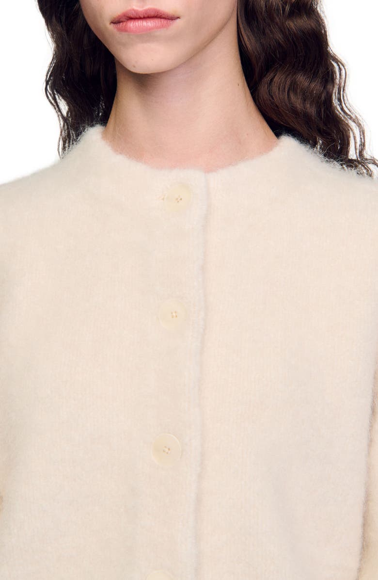 SANDRO Cropped fluffy knit cardigan, Alternate, color, 