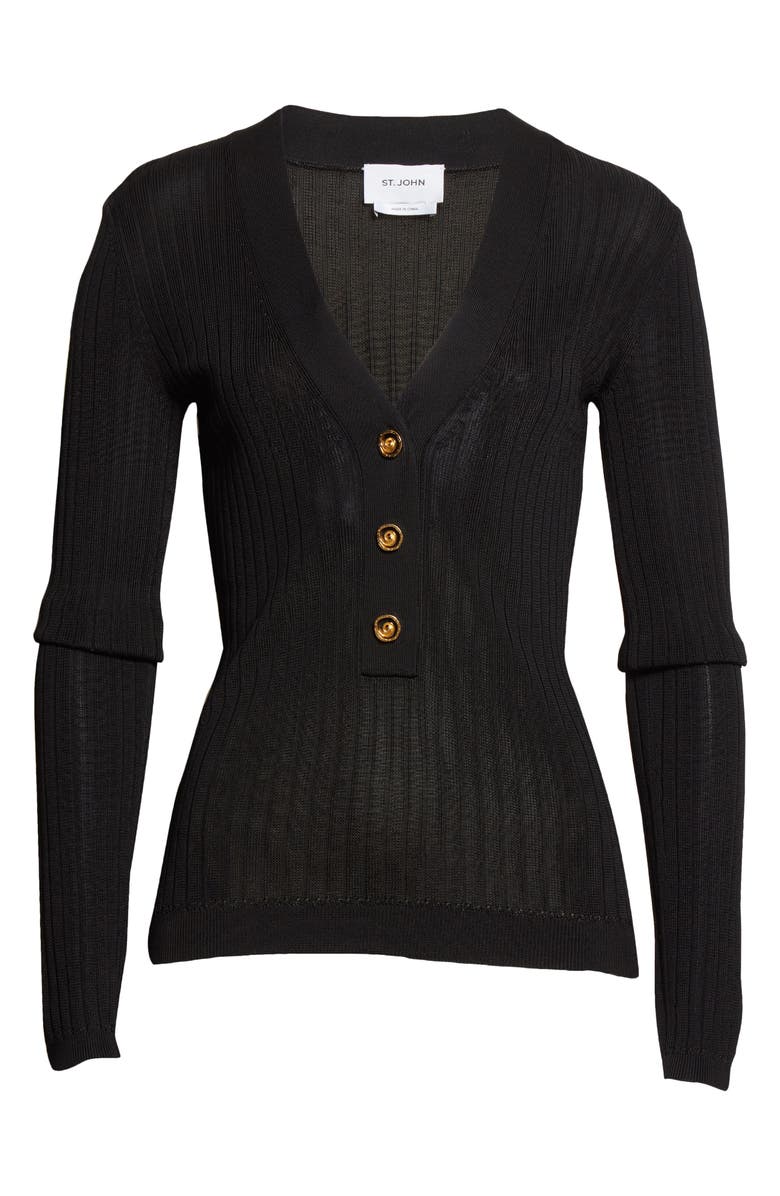 St. John Collection Rib V-Neck Sweater, Alternate, color, 