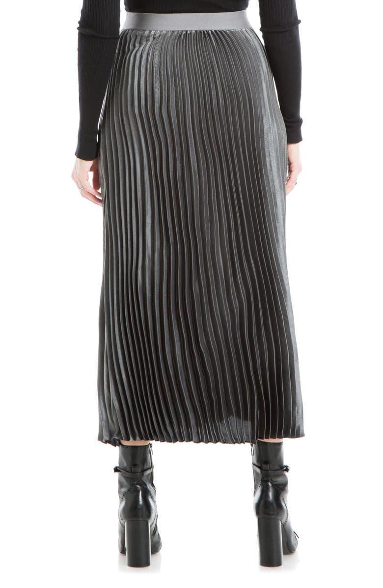 MAX STUDIO Pleated Metallic Midi Skirt, Alternate, color, Silver