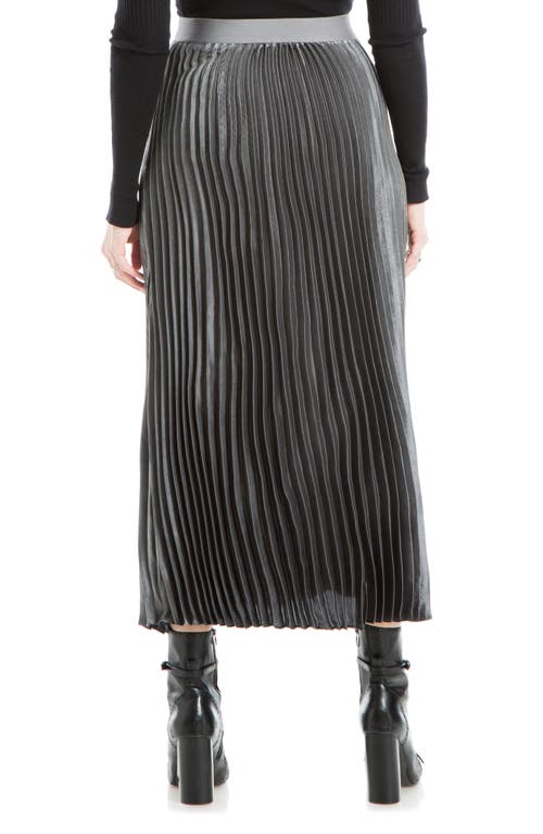 Max Studio Pleated Metallic Midi Skirt In Gray