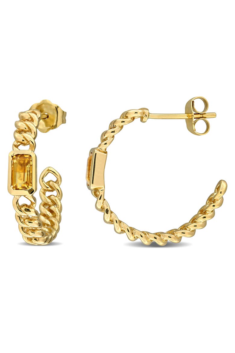 Gemstone Link Hoop Earrings 14k, Main, color, Citrine