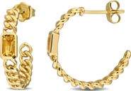 Julianna B. Gemstone Link Hoop Earrings 14k