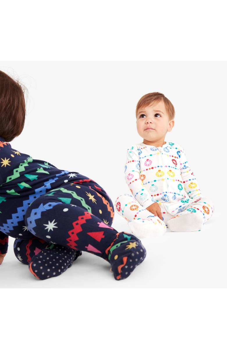 Primary Organic Zip Footie In Festive Prints, Alternate, color,