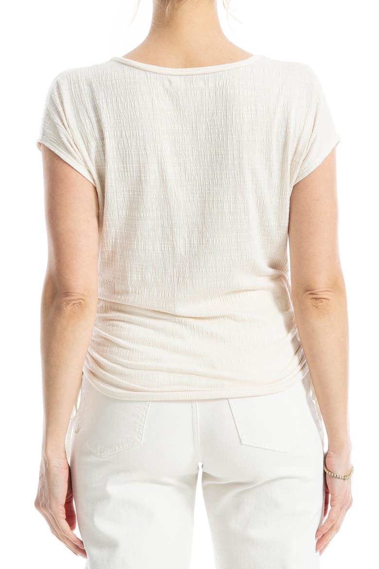 Cap Sleeve Ruched Crinkled Knit Top, Alternate, color, WHITE