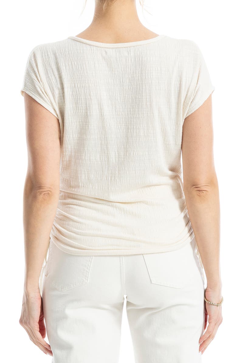 MAX STUDIO Cap Sleeve Ruched Crinkled Knit Top, Alternate, color, White
