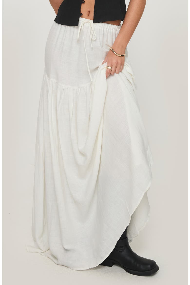 Tearose Tiered Maxi Skirt, Main, color, WHITE