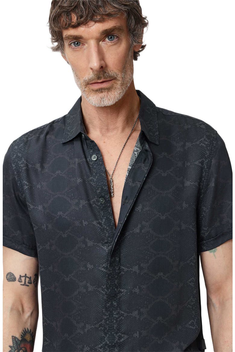 Loren Slim Fit Short Sleeve Button-Up Shirt, Alternate, color, BLACK