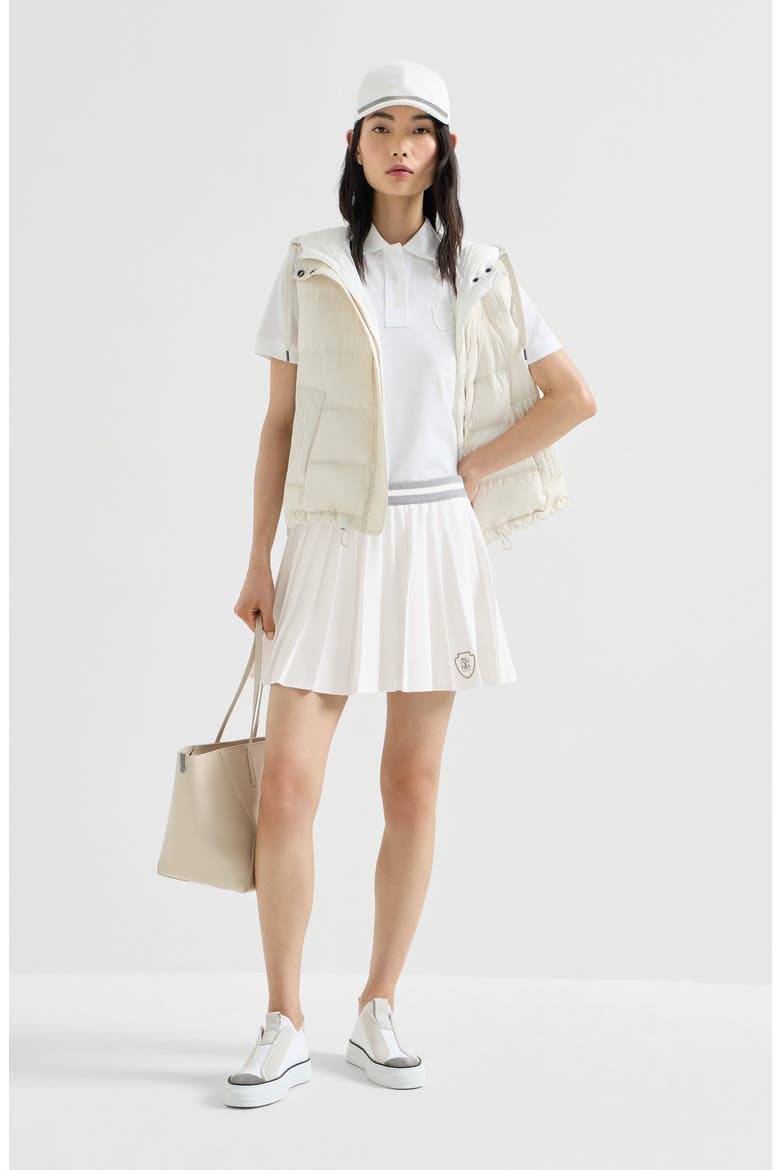 Techno poplin pleated skirt with logo, Alternate, color, White