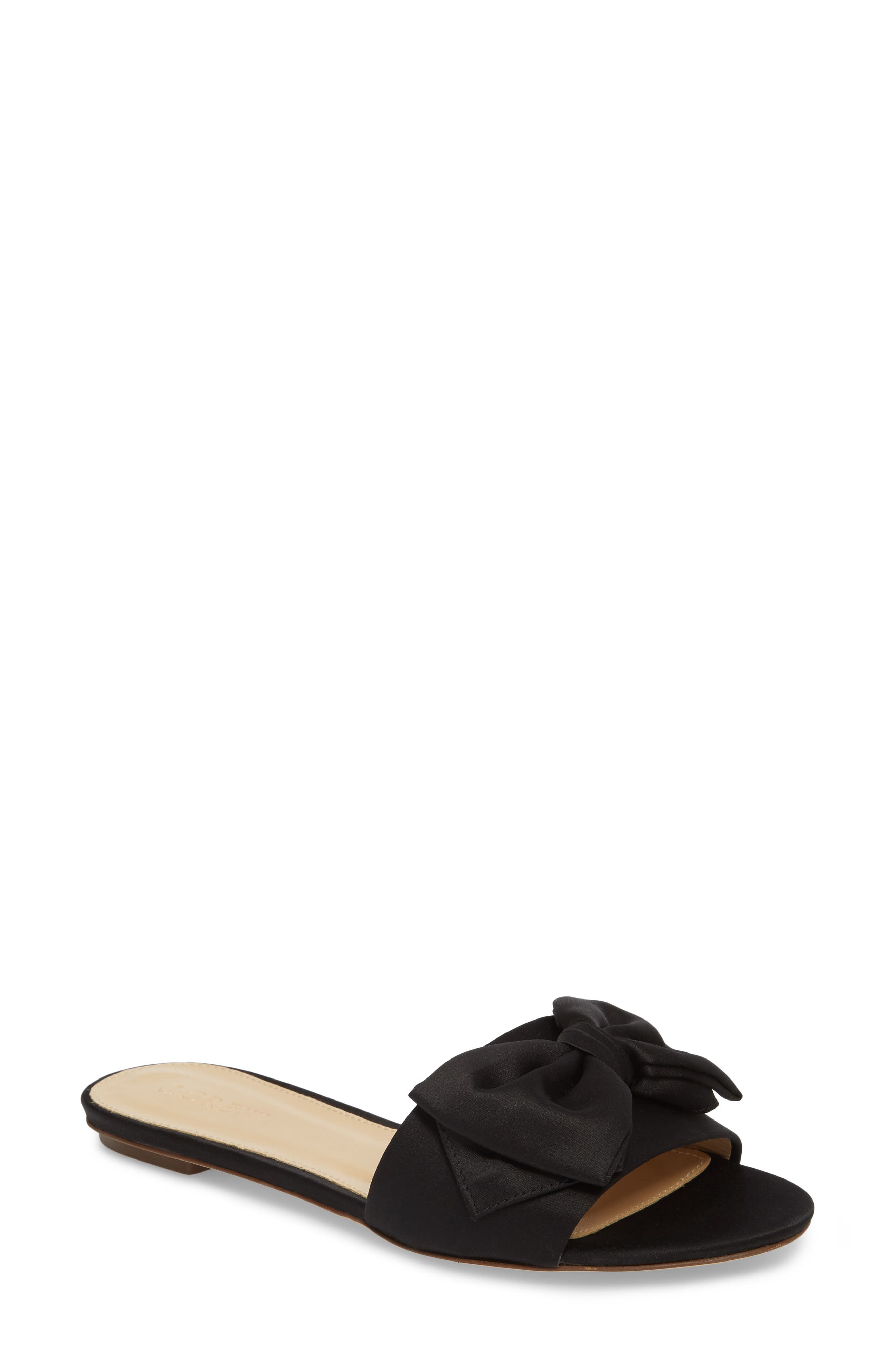 J.Crew Knotted Satin Bow Slide, Main, color, 