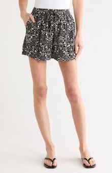 Melrose and Market Floral Cotton Blend Pull-On Shorts