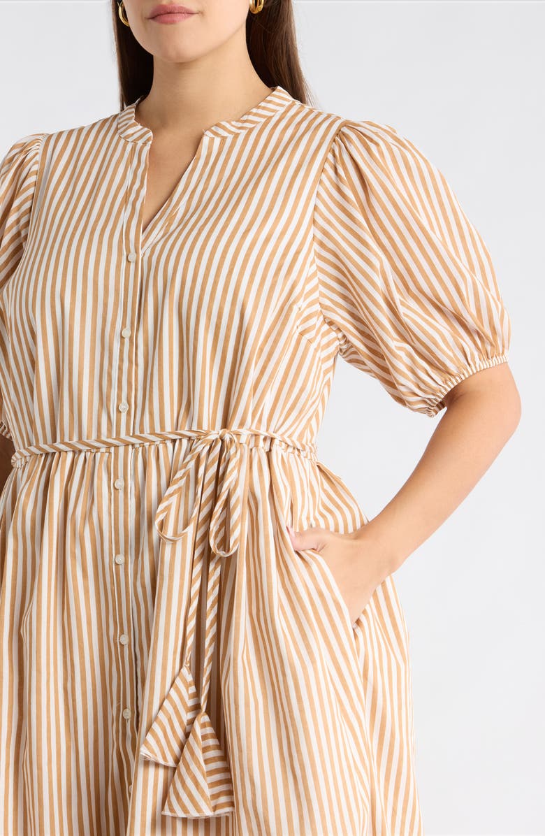 SUGARLIPS Dream State Beth Cotton Button-Up Midi Dress, Alternate, color, Taupe-Multi