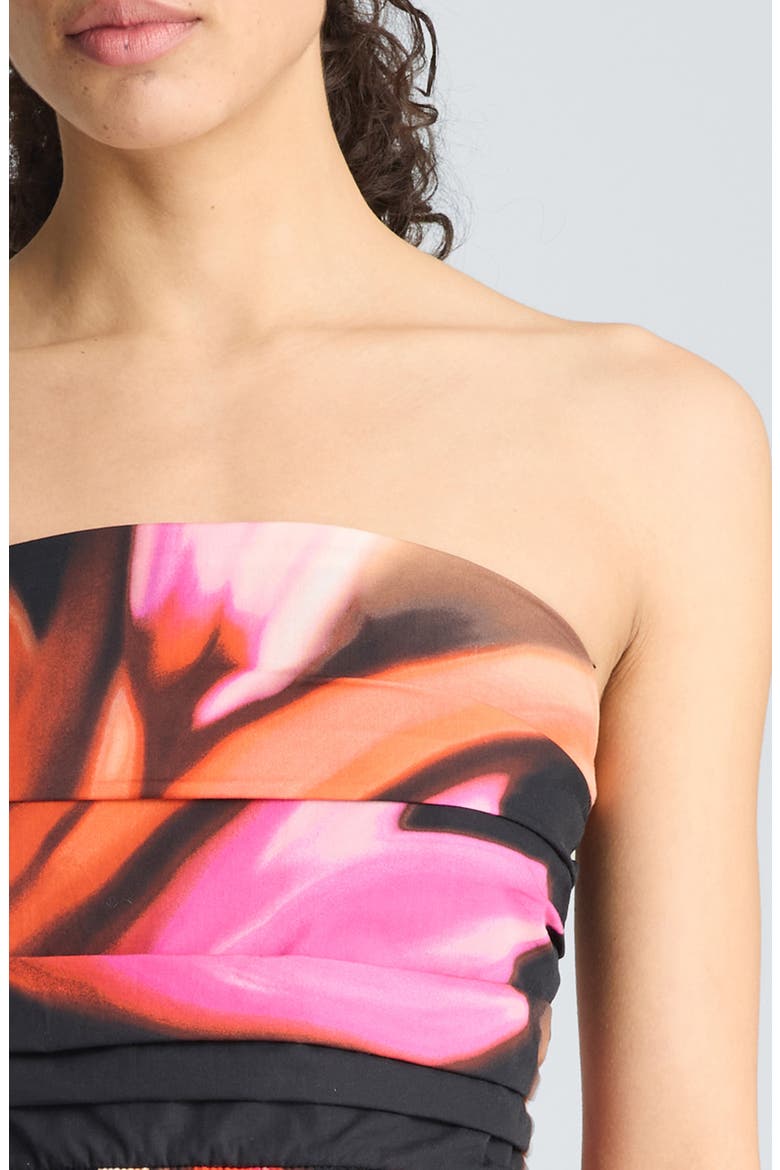 Ruched Strapless Minidress, Alternate, color, BLACK MULTI