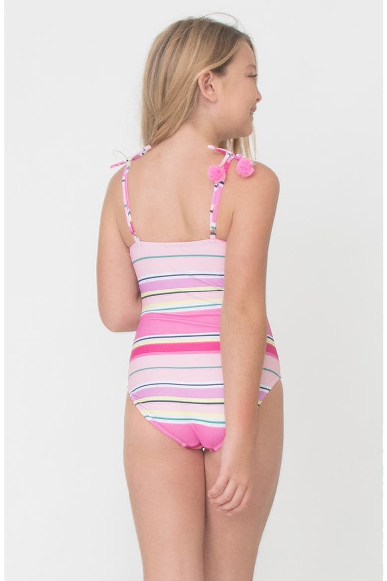 Kids' Beach Stripe One-Piece Swimsuit, Alternate, color, PINK MULTI