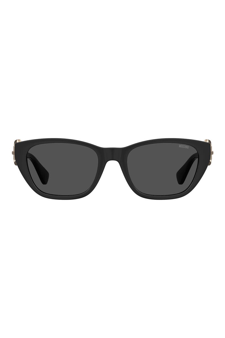 55mm Rectangle Sunglasses, Main, color, BLACK