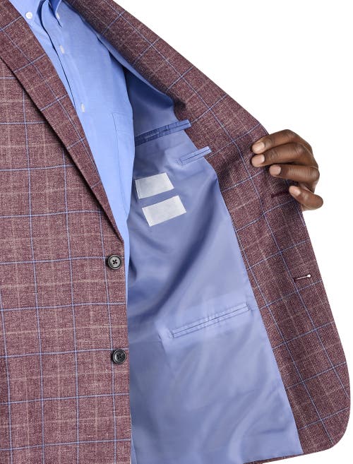 Oak Hill Premium By Dxl Big & Tall Windowpane Sport Coat In Berry