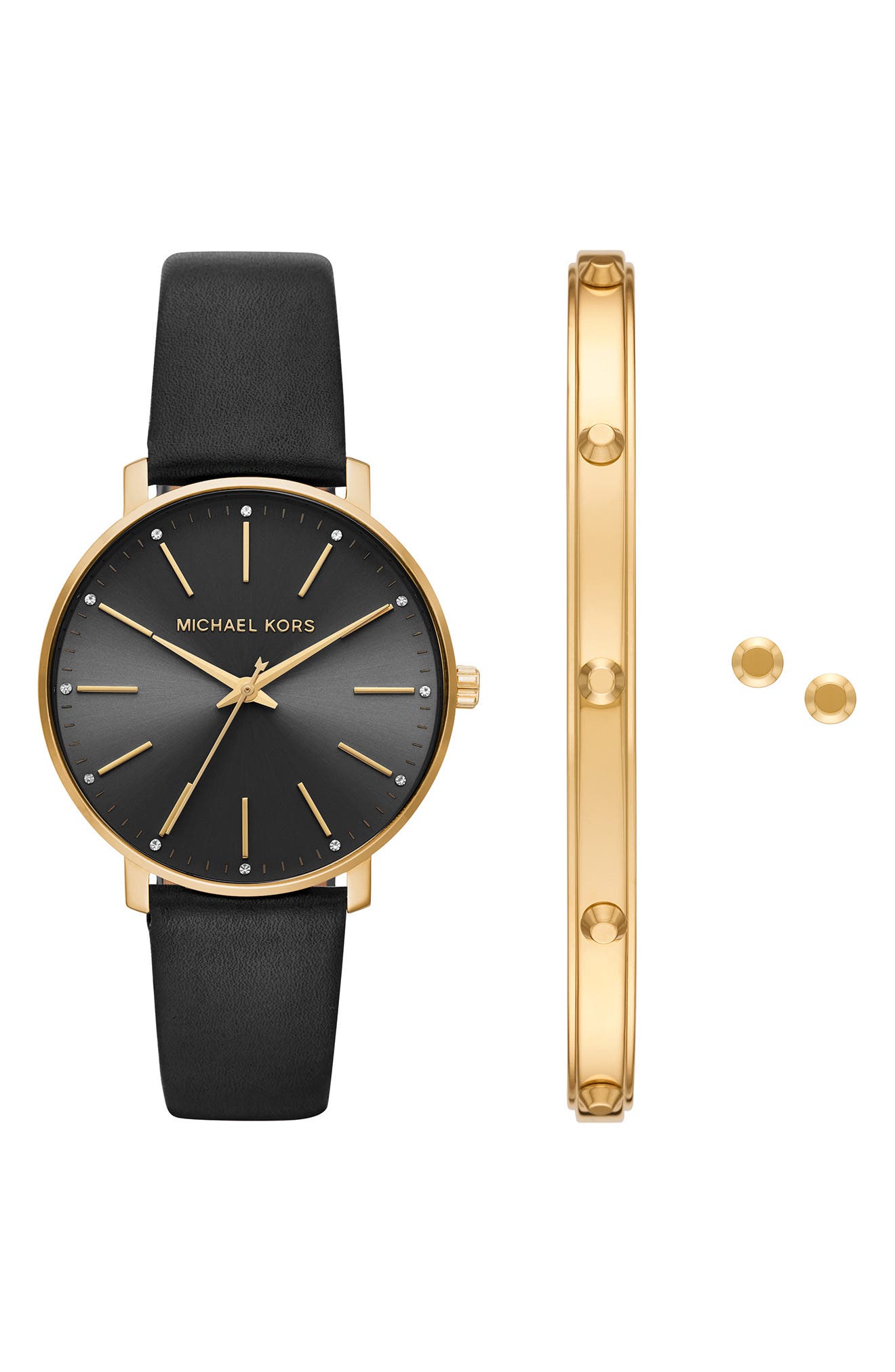 Michael Kors Pyper Leather Strap Watch, Bracelet & Earring Set, 38mm