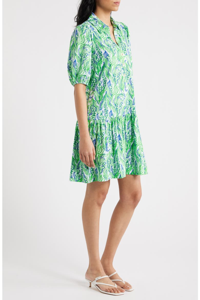 Bingley Short Sleeve Cotton Drop Waist Minidress, Alternate, color, GREEN LILLY OF THE VALLEY