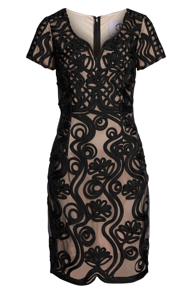 JS Collections Soutache Mesh Sheath Dress, Alternate, color, 