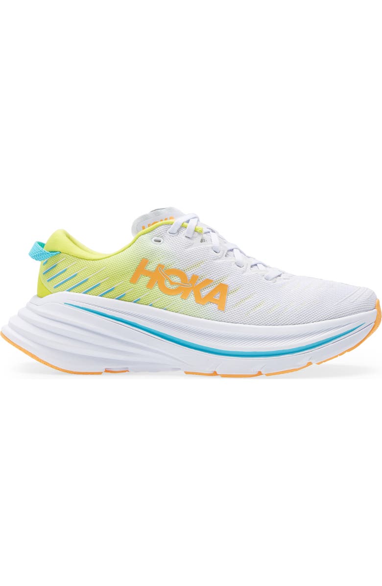 HOKA Bondi X Running Shoe, Alternate, color, White / Evening Primrose