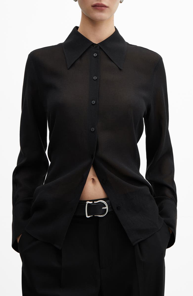 MANGO Swallowtail Collar Button-Up Shirt, Main, color, 