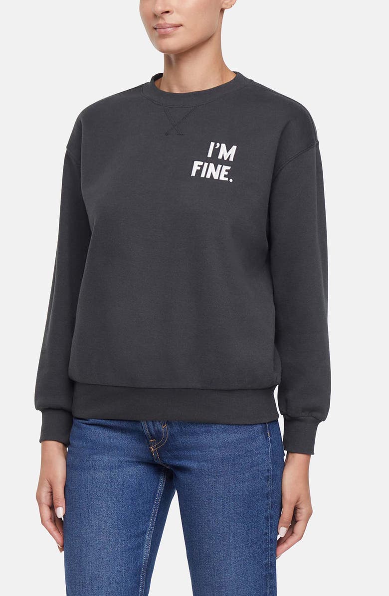 Wildfox I'm Fine Charlie Embroidered Sweatshirt, Alternate, color, Pirate Black
