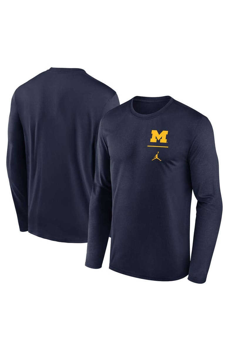 Jordan Brand Men's Jordan Brand Navy Michigan Wolverines Primary Stack Legend Long Sleeve T-Shirt, Main, color, 