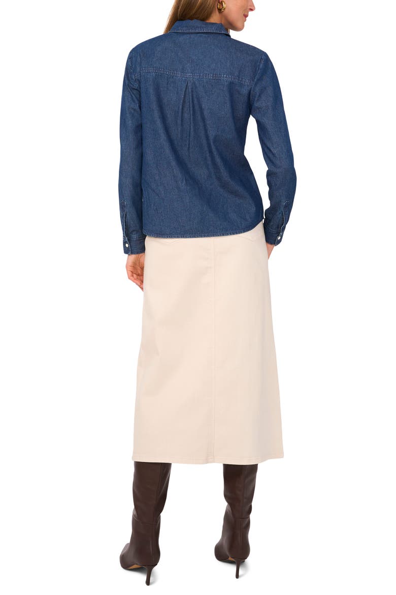Denim Button-Up Shirt, Alternate, color, NAVY YARD