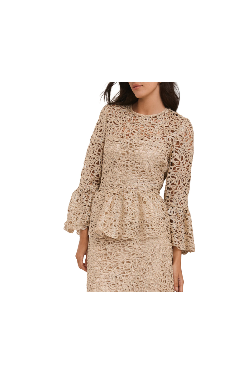 MINT VELVET Metallic Lace Top, Main, color, Gold