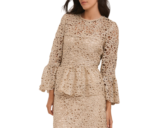 Mint Velvet Metallic Lace Top In Multi