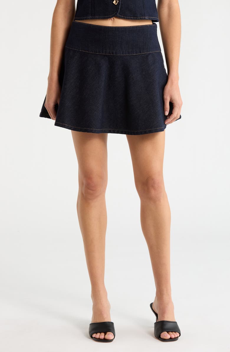 ASTR the Label Lennon Denim Miniskirt, Main, color, Dark Denim