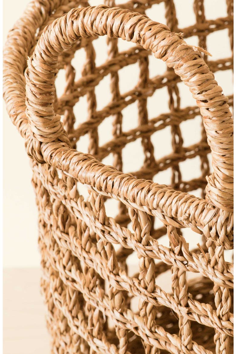 Open Weave Cylinder Basket with Handles, Set of 3, Alternate, color, Natural