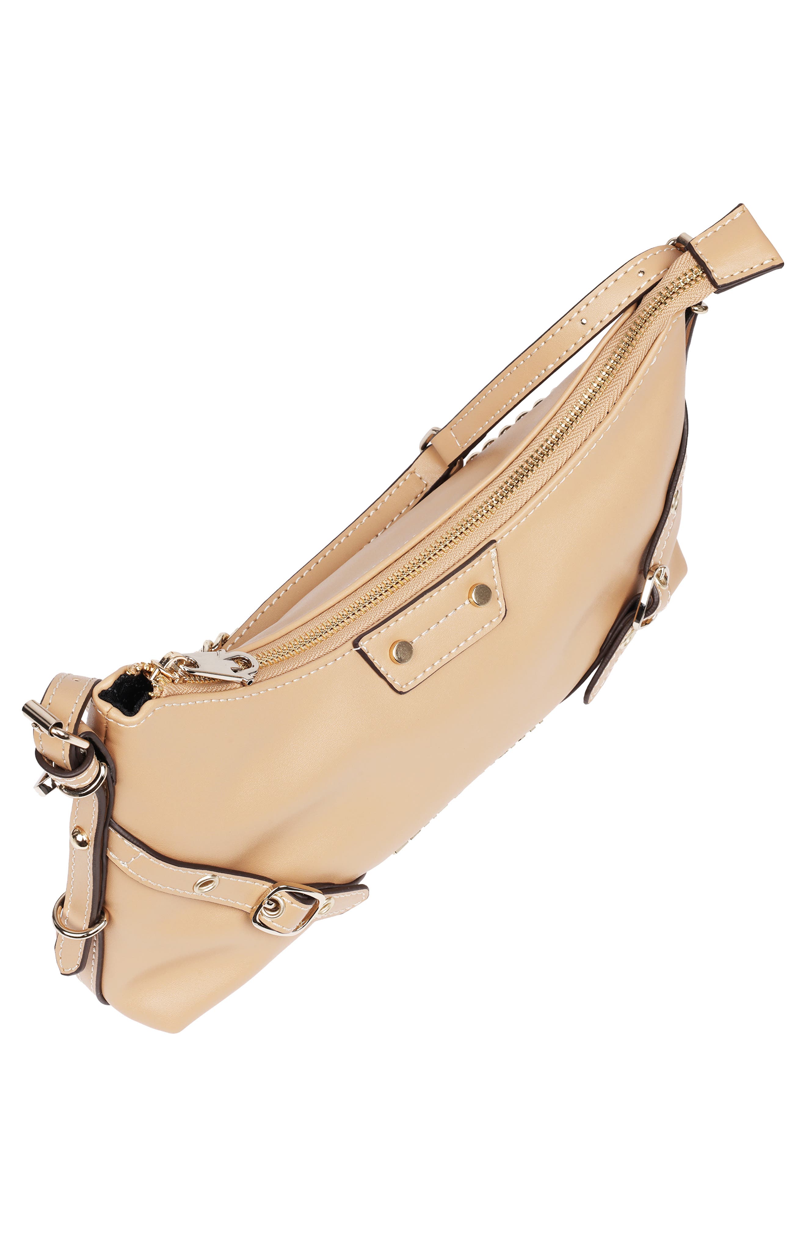 True Religion Belted Chain Strap Shoulder Bag, Alternate, color, Camel