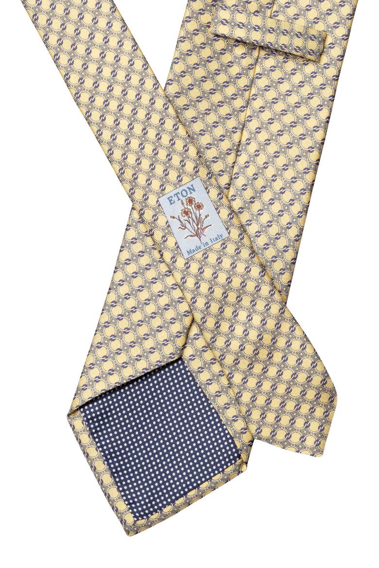 Interlock Print Silk Tie, Alternate, color, LIGHT YELLOW