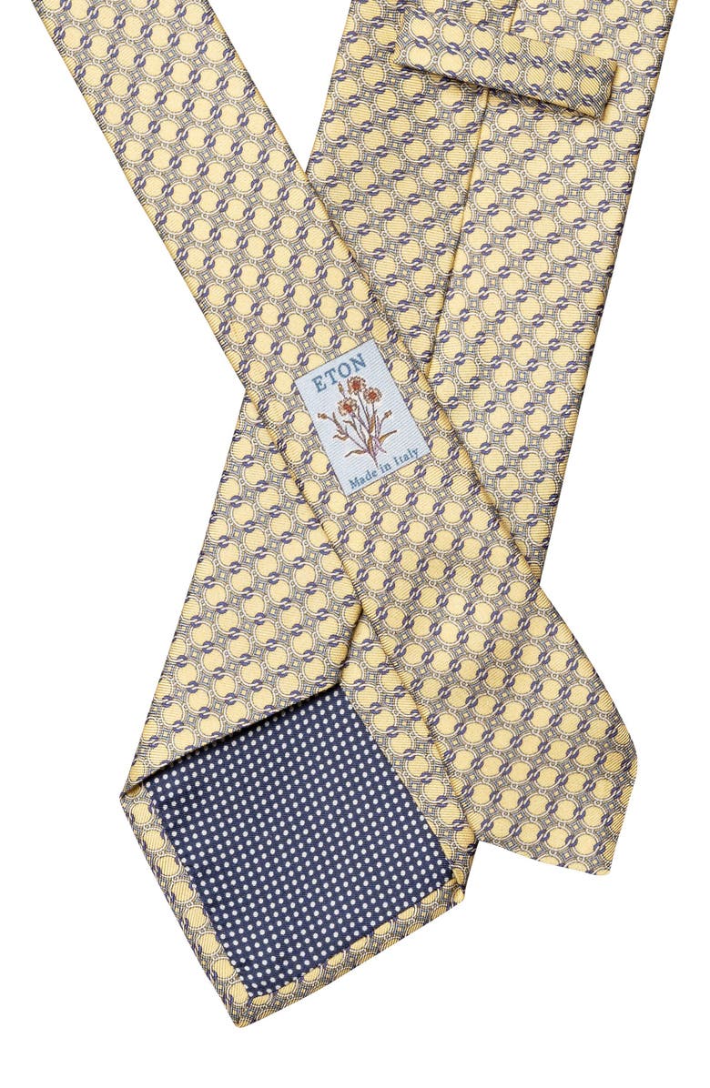Eton Interlock Print Silk Tie, Alternate, color, Light Yellow